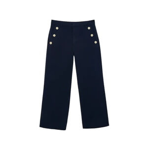 Mint Velvet Navy Button Detail Cropped Wide Trousers